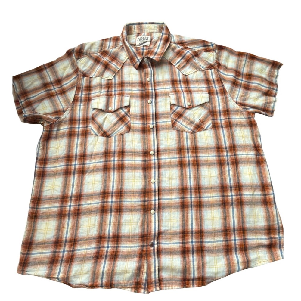 Ariat Addison Retro Snap SS Shirt Mens XXL‎ Plaid Western Short Sleeve zz125